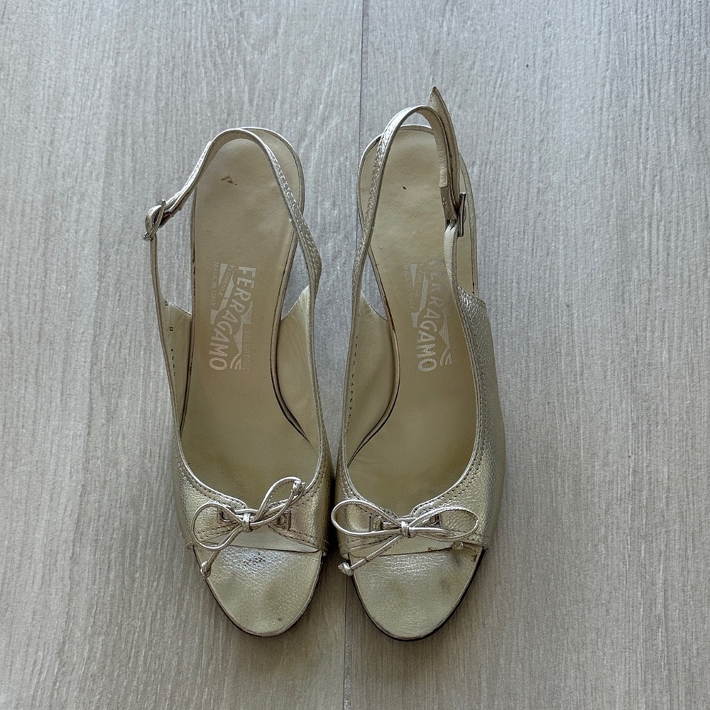 Salvatore Ferragamo Women's Beige Slingback Heels
